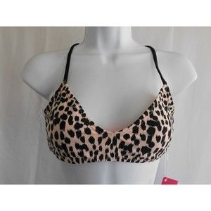 Xhilaration Swim Top Womens Pink & Black Animal Print Size Small